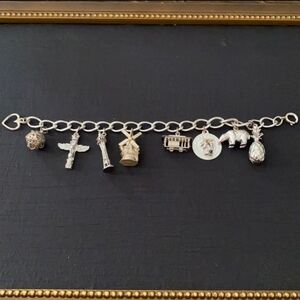 Sterling silver travel 925 bracelet with charms